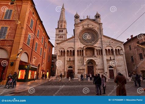 Modena, Emilia Romagna, Italy. the Magnificent Facade of the Cathedral ...