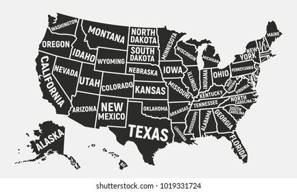 Illustrated Map Usa Poster States Attractions Stock Vector (Royalty ...