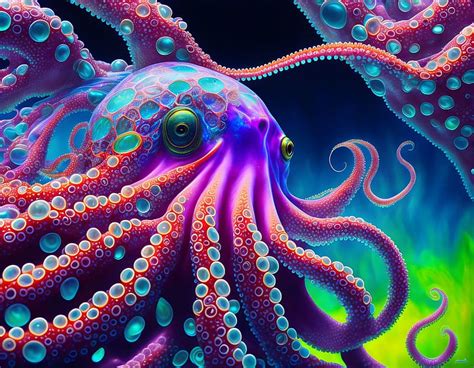 Octopus, AI, striking, large, art, colors, computers, digital, fantasy ...