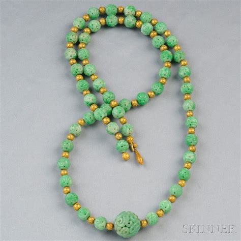 Antique Chinese Jade Bead Necklace | Jade accessories, Jade bead ...