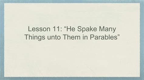 New testament lesson 11 parables | PPT