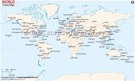 World Map Showing Cities