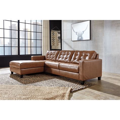 Signature Design by Ashley Baskove Leather Match 2-Piece Sectional with ...