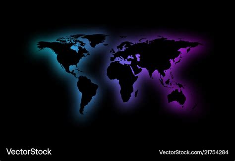 Abstract world map silhouette on black background Vector Image