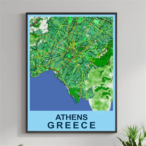 COLOURED ROAD MAP OF ATHENSE, GREECE BY MAPBAKES – MapBakes