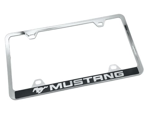 Chrome Plastic ABS License Plate Frame w/ Ford Mustang Script Logo ...