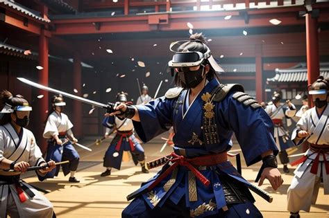 Premium AI Image | VR Samurai Swordsmanship Showdown