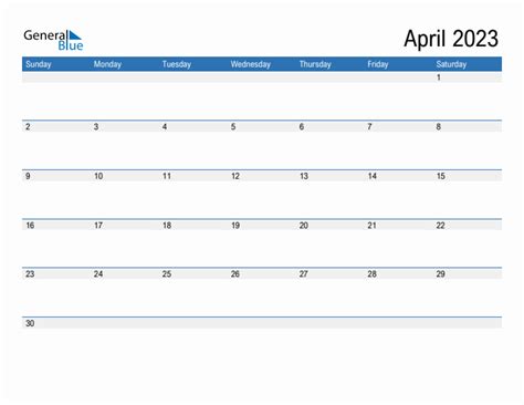 General Blue April 2023 Calendar – Get Calendar 2023 Update