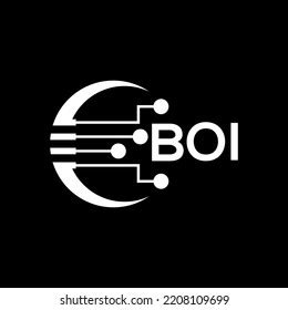 Boi Letter Logo Black Background Technology Stock Vector (Royalty Free ...