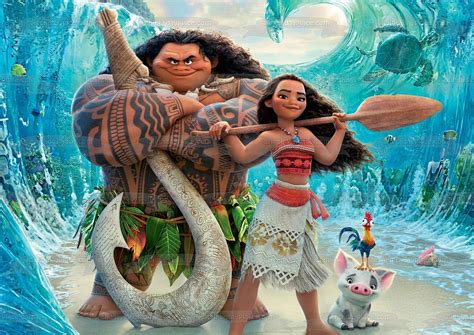 Disney Moana Maui Fish Hook Hei Hei the Rooster Pua Pig Edible Cake To ...