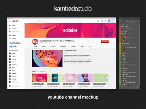 YouTube Channel Mockup | Free PSD Template | PSD Repo