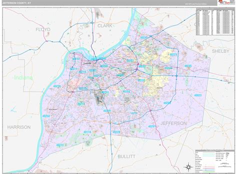 Jefferson County, KY Wall Map Premium Style by MarketMAPS - MapSales