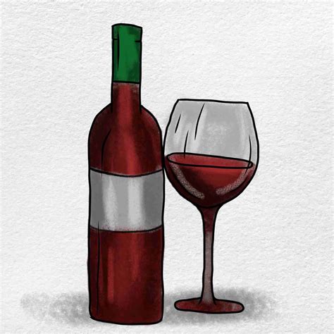 Wine Bottle And Glass Drawing