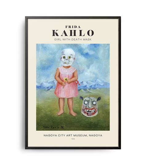 Mid-century modern Frida Kahlo Girl with Death Mask poster - Weekend Poster