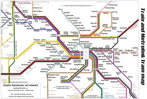 Greater Manchester local train & metrolink network maps