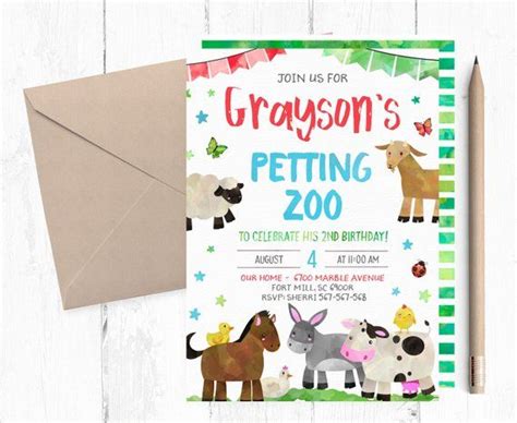 Petting Zoo Birthday Invitation, Petting Zoo Invitations, Petting Zoo ...