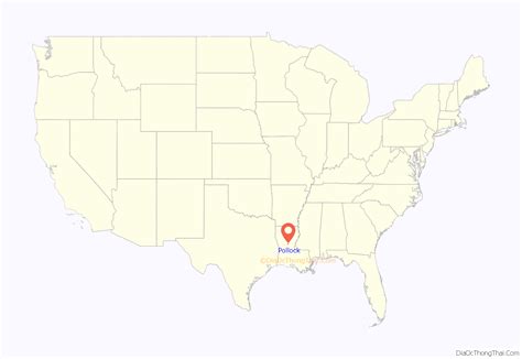 Map of Pollock town, Louisiana - Thong Thai Real