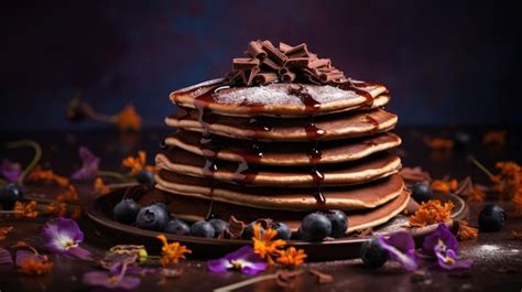 Premium AI Image | Buckwheat Flour Chocolate Pancakes