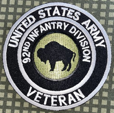 US Army 92nd Infantry Division Veteran Patch - Decal Patch - Co