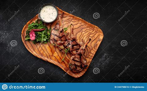 Rack of Lamb with Sauce and Herbs Stock Photo - Image of barbecue, dish ...