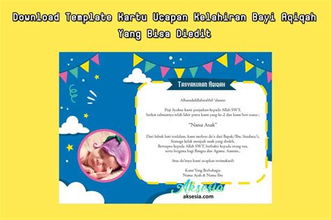 Download Template Kartu Ucapan Kelahiran Bayi Aqiqah Word