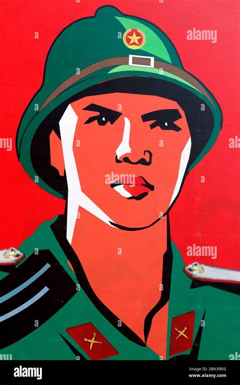 Communist government propaganda poster in the street. Vietnamese ...