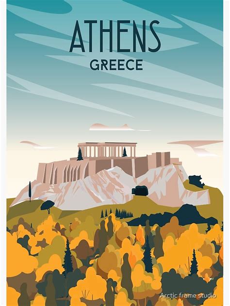 "Greece Travel Poster Athens Acropolis" Poster for Sale by ...