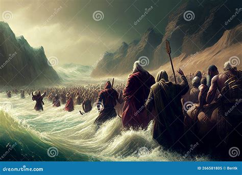 Exodus of the Bible, Moses Crossing the Red Sea with the Israelites ...