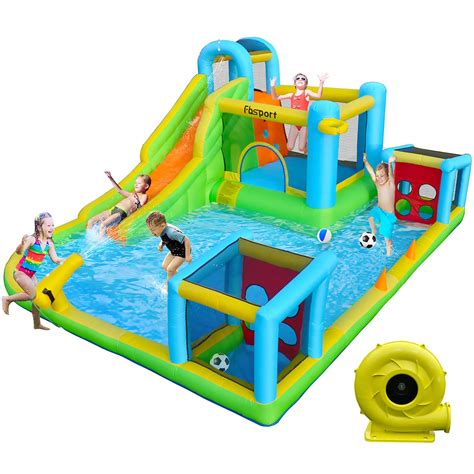 FBSPORT Inflatable Bounce House, 9 in 1 Water Slide with Blower, Bouncy ...