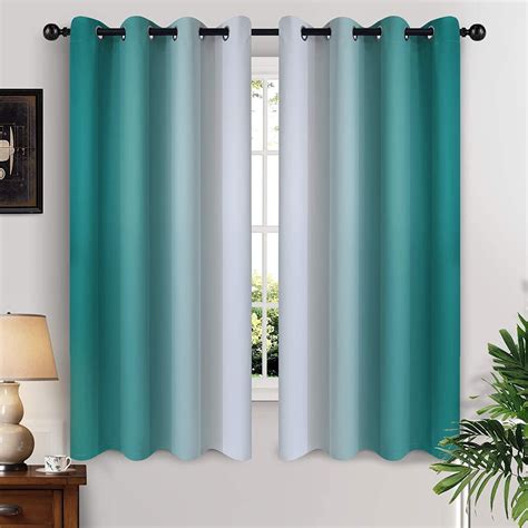 Yakamok Teal Curtain for Bedroom Blackout,Ombre Curtains Grommet Room ...