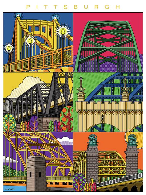 Pittsburgh City of Bridges vertical Digital Art by Ron Magnes