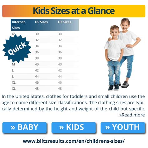 Children's Clothing Sizes Chart: Shirts, Pants, US, UK, EU