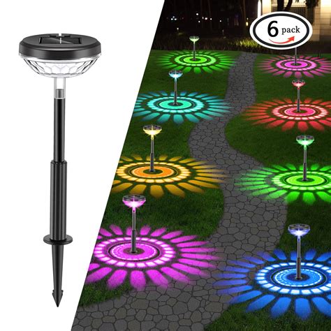 Astarin 6 Pack Solar Powered Outdoor Walkway Lights, Waterproof, Color ...