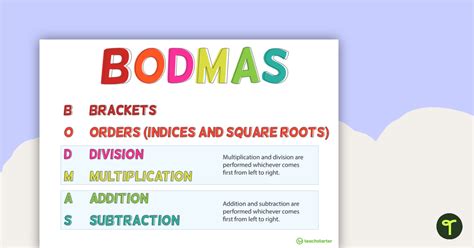 BODMAS Classroom Poster | Teach Starter