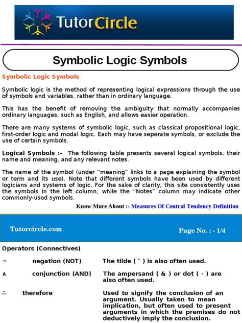 Symbolic Logic Symbols | Logic | First Order Logic