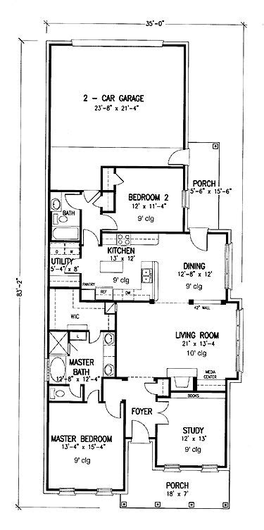 Two Story House Floor Plan with Attached Garage