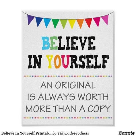 Believe In Yourself Printable Poster | Zazzle | Counseling posters ...