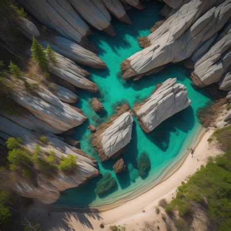 Premium Photo | A rocky cliff with a sandy beach and a sandy beach.