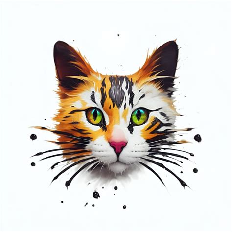 Cat Head Illustration. Created Using Generative AI Stock Illustration ...