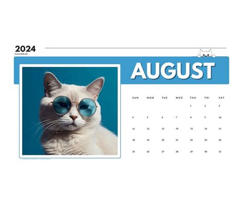 2024 Wall Calendar 2024 Cat Calendar 2024 Wall Calendar Printable 2024 ...