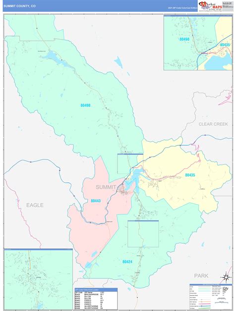 Summit County, CO Wall Map Color Cast Style by MarketMAPS - MapSales.com