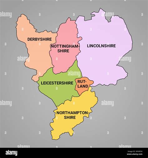 High Quality map of East Midlands England is a region of England, with ...