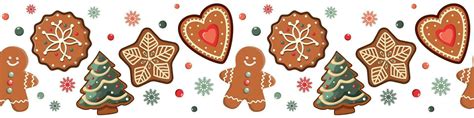 Christmas gingerbread cookies seamless horizontal border. Christmas ...