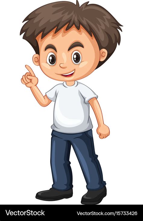 Little boy pointing finger Royalty Free Vector Image