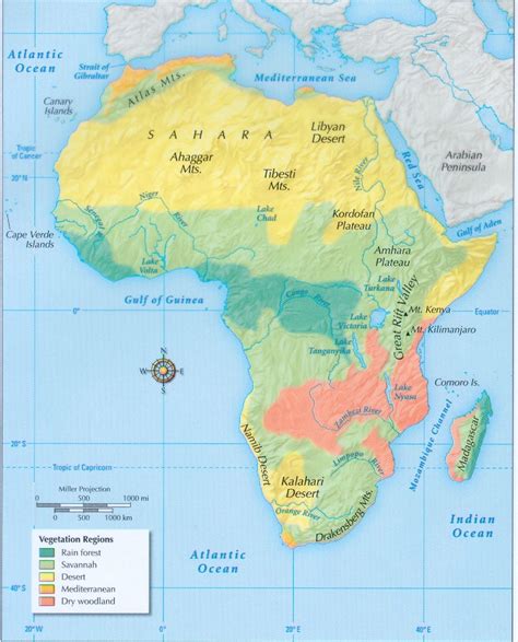 Physical Map Of Africa With Labels