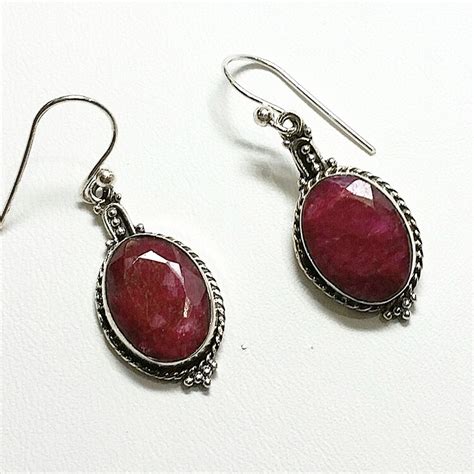 Vintage Style Silver Ruby Earrings