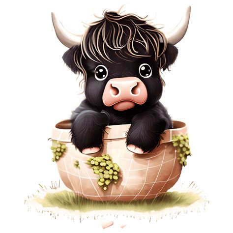 Adorable Baby Black Highland Cow · Creative Fabrica