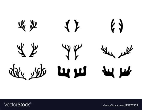 Antlers silhouette set for photo prop box Vector Image