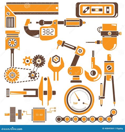 Industrial tools set stock illustration. Illustration of function ...