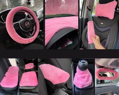 Pink Faux Fur Furry Car Seat Covers, Women Car Accessories, Car Decor ...